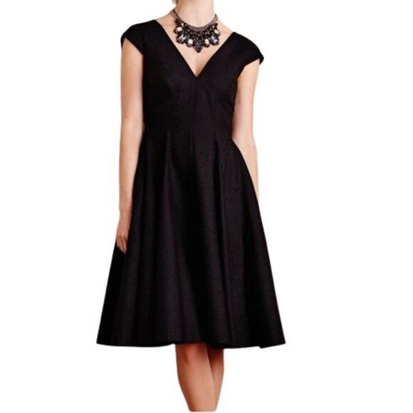 Anthropologie Peter Som x Made in Kind Black Paimpont Silk V-Neck Dress 4 - Picture 1 of 16